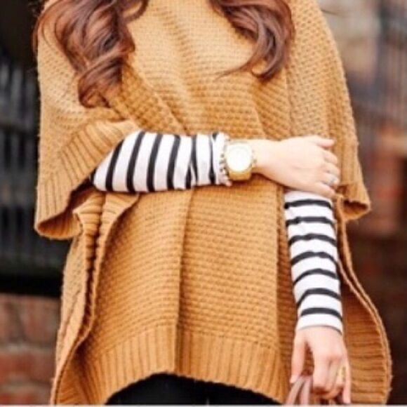 XXI CABLE KNIT OVERSIZE PONCHO SWEATER - Picture 2 of 5